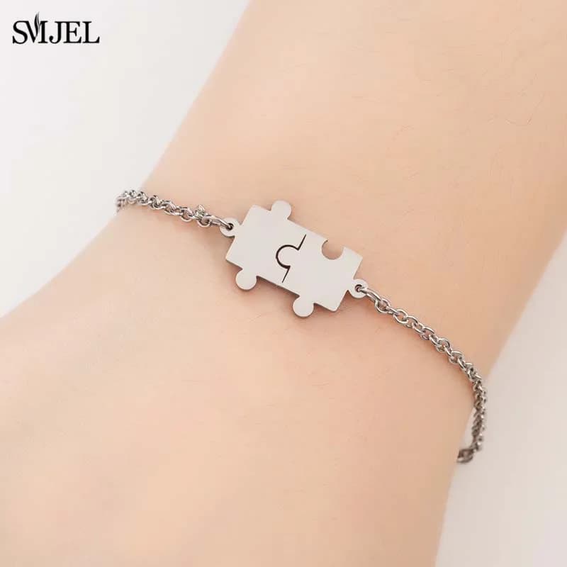 Braccialetti con ciondoli a puzzle in acciaio inossidabile da donna, tendenza 2026, braccialetti per coppie, gioielli per tutti i giorni, accessori, regali per feste