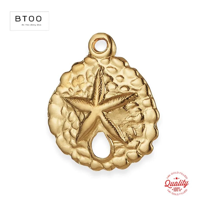 Ciondolo Sand Dollar in Oro 14K, Charm Sand Dollar per Creazione di Bracciali e Collane Fai-da-Te, Accessori per Gioielli
