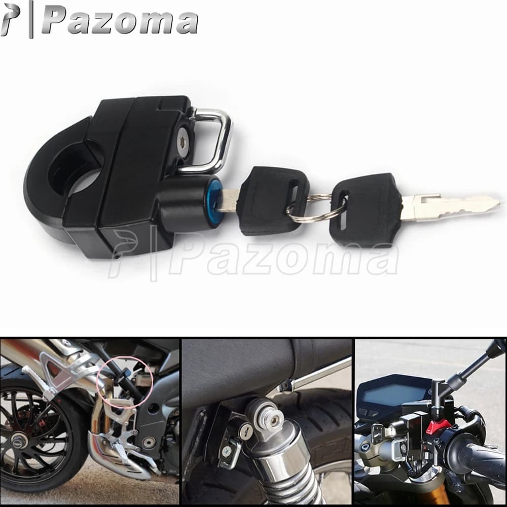 Universal 1inch 25mm Handlebar Motorbike Helmet Locks CNC Aluminum Motorcycle Lock Security Anti Theft Helmet Key Locks w/ 2 Key