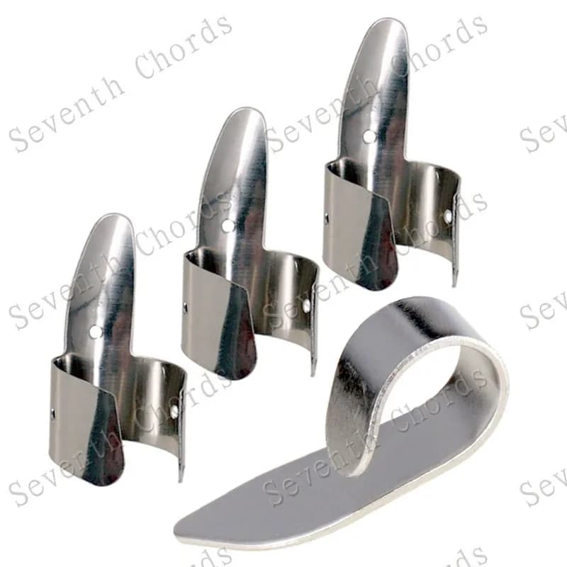 Set di 4 Plettri in Acciaio Inox per Dito Indice, Accessori per Chitarra Slide, Banjo, Ukulele