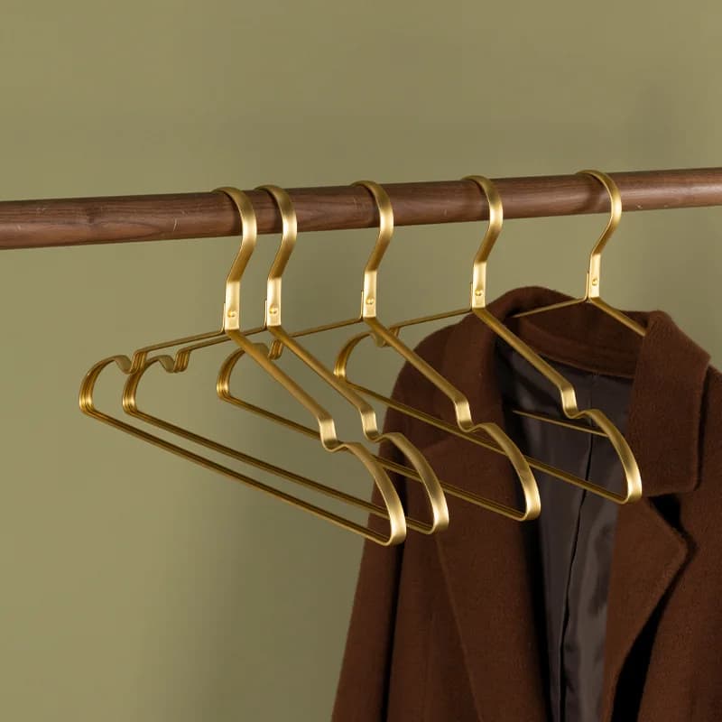 5/10pcs coat hangers in opaque gold aluminum alloy clothing banner anti slip dress towel coat hangers wardrobe organizer