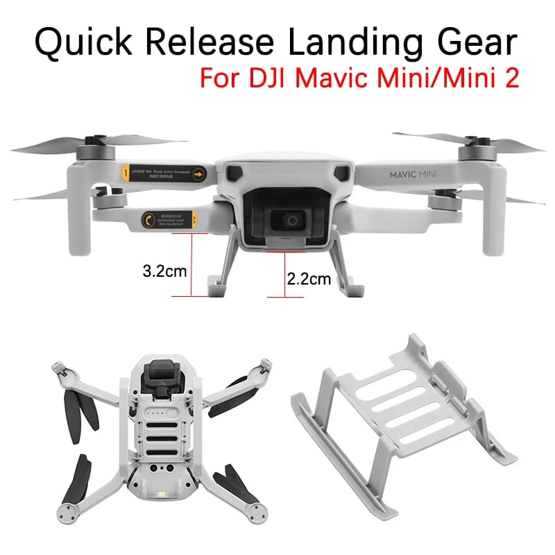 Per DJI Mavic Mini/Mini 2 Kit carrello di atterraggio a sgancio rapido Estensore di altezza Piedini a gamba lunga Supporto di protezione Gimbal Guard Accessori
