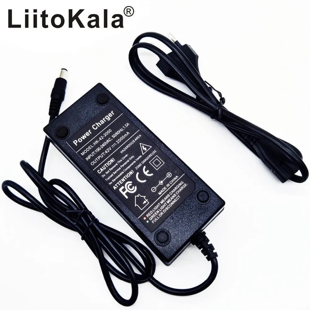 Caricabatterie LiitoKala 10S 36 v2a caricabatterie 42V 2A caricabatterie agli ioni di litio con ingresso 100-240V per bici elettrica 36V e veicolo con ruote