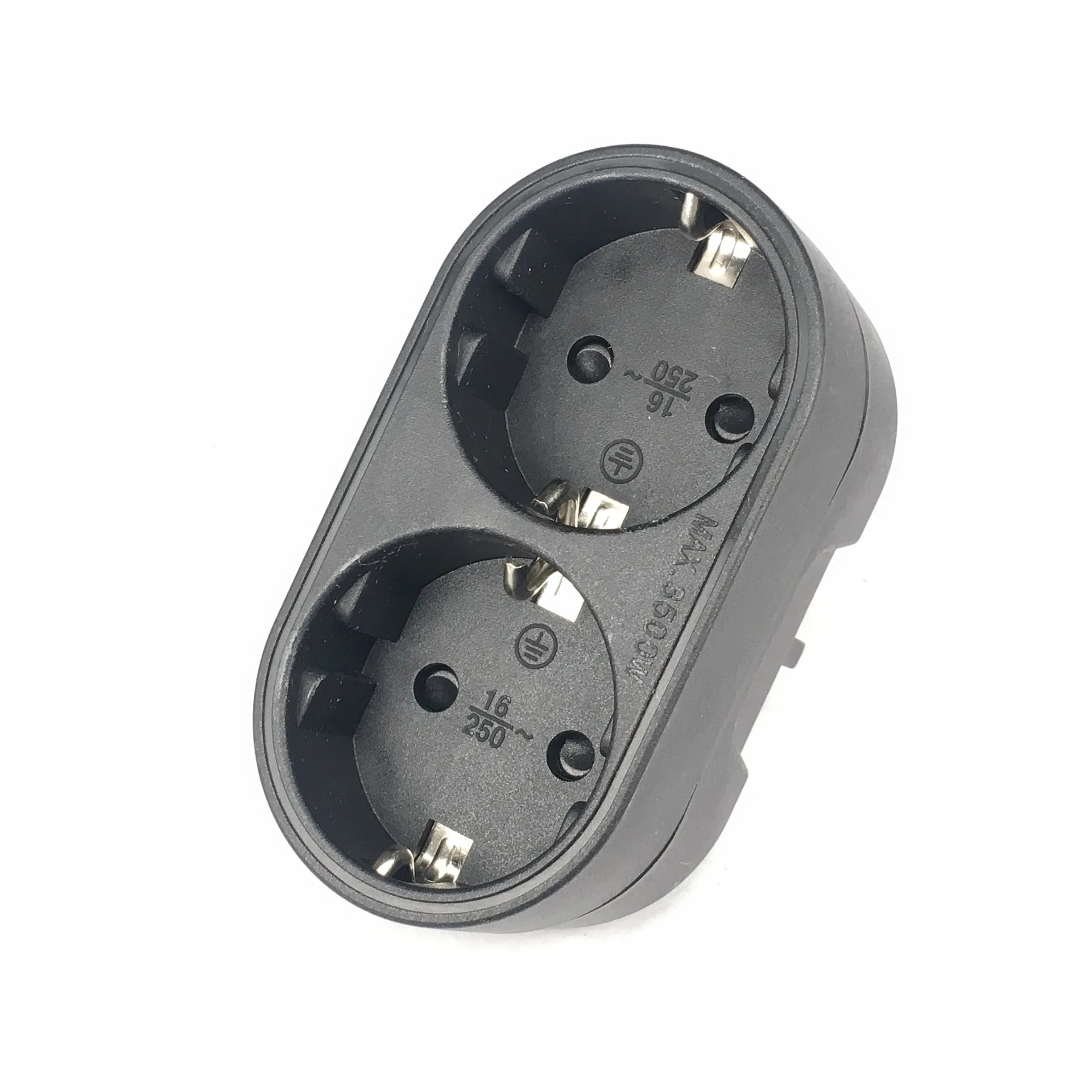 Bolantedz Adattatore di distribuzione presa multipla a 2 prese 16A/250V Adattatore spina di alimentazione standard tedesco