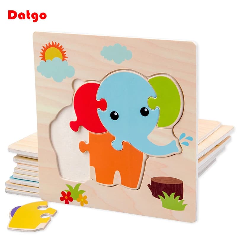 Puzzle 3D in legno per bambini Forme Tangram Apprendimento educativo Cartoon Intelligenza animale Puzzle Giocattoli per bambini Regalo