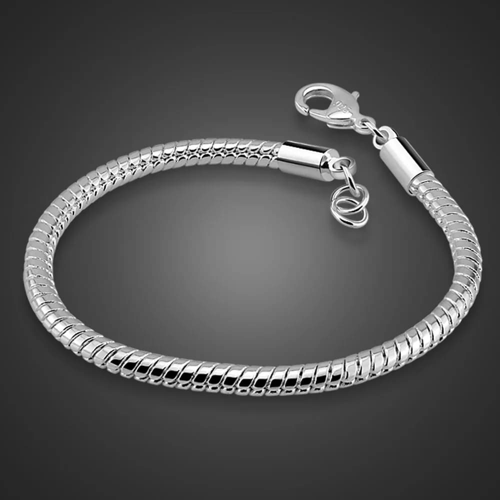 Bracciali moda uomo in argento Sterling 925 argento puro 4 mm 7-8 pollici catena serpente per ragazzi e uomini gioielli in vero polsino in argento massiccio