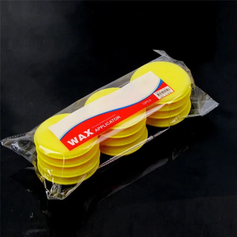 Spugna in schiuma per auto 12 pezzi Applicatore di cera Pulizia Dettagli Tamponi Ceretta per auto Smalto Cura della casa Giallo 10 cm Kit di pulizia per auto