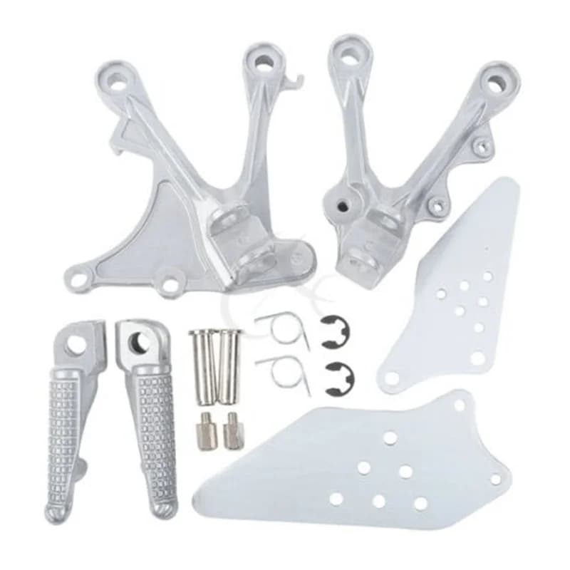 Moto Nero/Nero Opaco/Argento Poggiapiedi Anteriore Pedane Staffe Per KAWASAKI ZX6R 2005-2008 ZX636 2005-2006