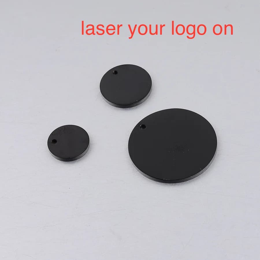 50 pz 8/12/15/16/18/19/22/25MM Smalto A Specchio Personalizzato Nero Rotondo Tag Fascino In Acciaio Inox-Custom Incisione Laser il tuo logo