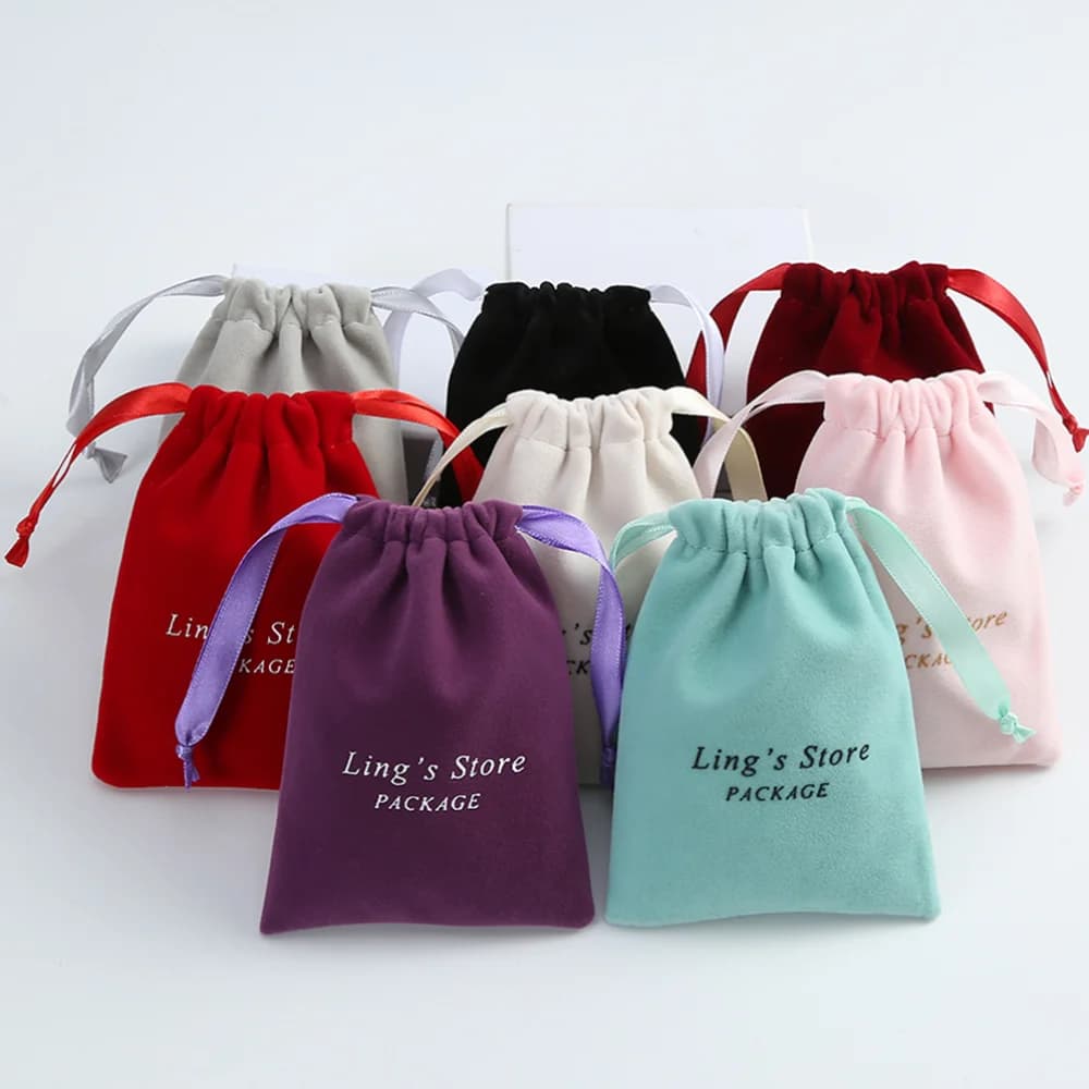 Sacchetto Portagioie in Velluto Spesso con Coulisse e Nastro, Piccole Bustine per Bomboniere Matrimonio, Sacchetti Caramelle, Organizzatore per Orecchini, Personalizzabile