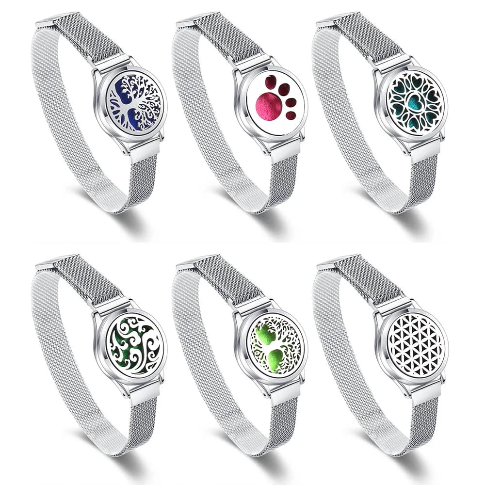 New Aromatherapy Bracelet Diffuser Jewelry Perfume Essential Oil Diffuser Locket Bracelet Tree Of Life Stainless Steel Bracelet
