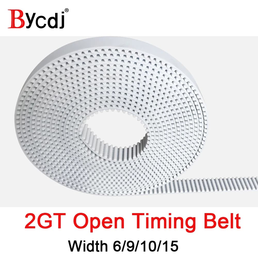 Cinghia sincrona aperta 2GT 2GT-6 larghezza 6/9/10/15mm acciaio poliuretanico PU S2M cinghia dentata piccola stampante 3D backlash