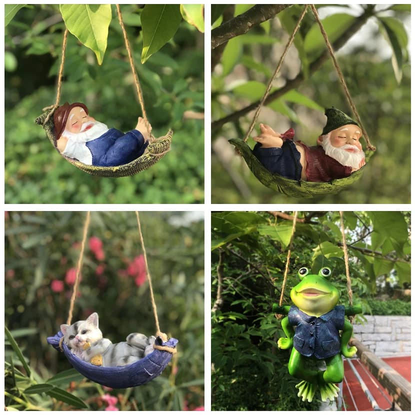 Sveglio creativo Rane del Cane Del Gatto Della Resina Che Si Trova Babbo natale Statua Giardino Appendere Albero Del Pendente Decorativa Indoor Outdoor Decor Ornament