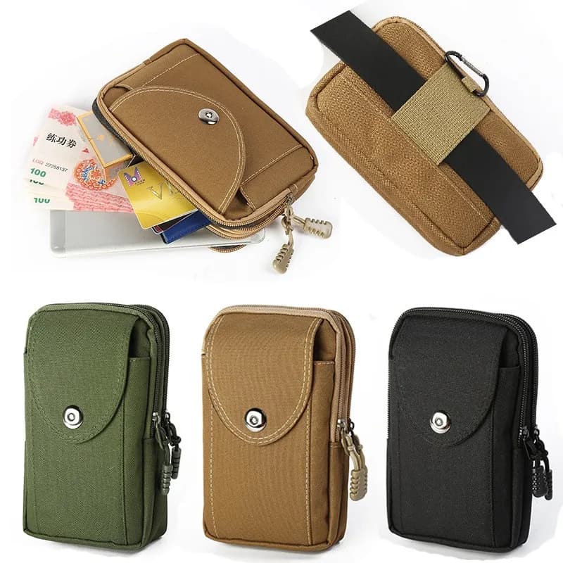 Men Waistbags Belt Phone Pouch Sport Running Mobile Phone Pocket Solid Color Magnetic Clasp Portable Bags with Hook High Quality