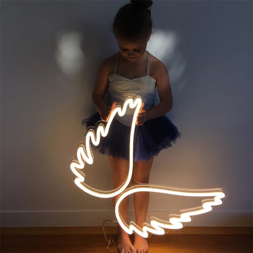 Ali d'angelo Piccole luci notturne Luci decorative da parete Meteor Led Luci PMMA Lampade da scrivania sospese Lampade personalizzate Apparecchi regalo