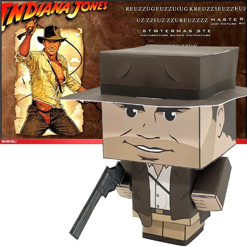 No-glue Indiana Jones Origami Handmade 3D Paper Model Papercraft Movie Figure DIY Cube for Kids Adult Craft Toys CS-023