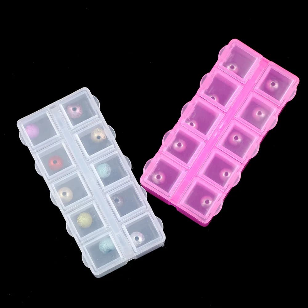 YHBZRET Rettangolo piccolo 10 Griglia di Plastica Strumento di imballaggio della Scatola di Immagazzinaggio trasparente Orecchino Dei Monili di Perline Bin Caso Craft Organizer