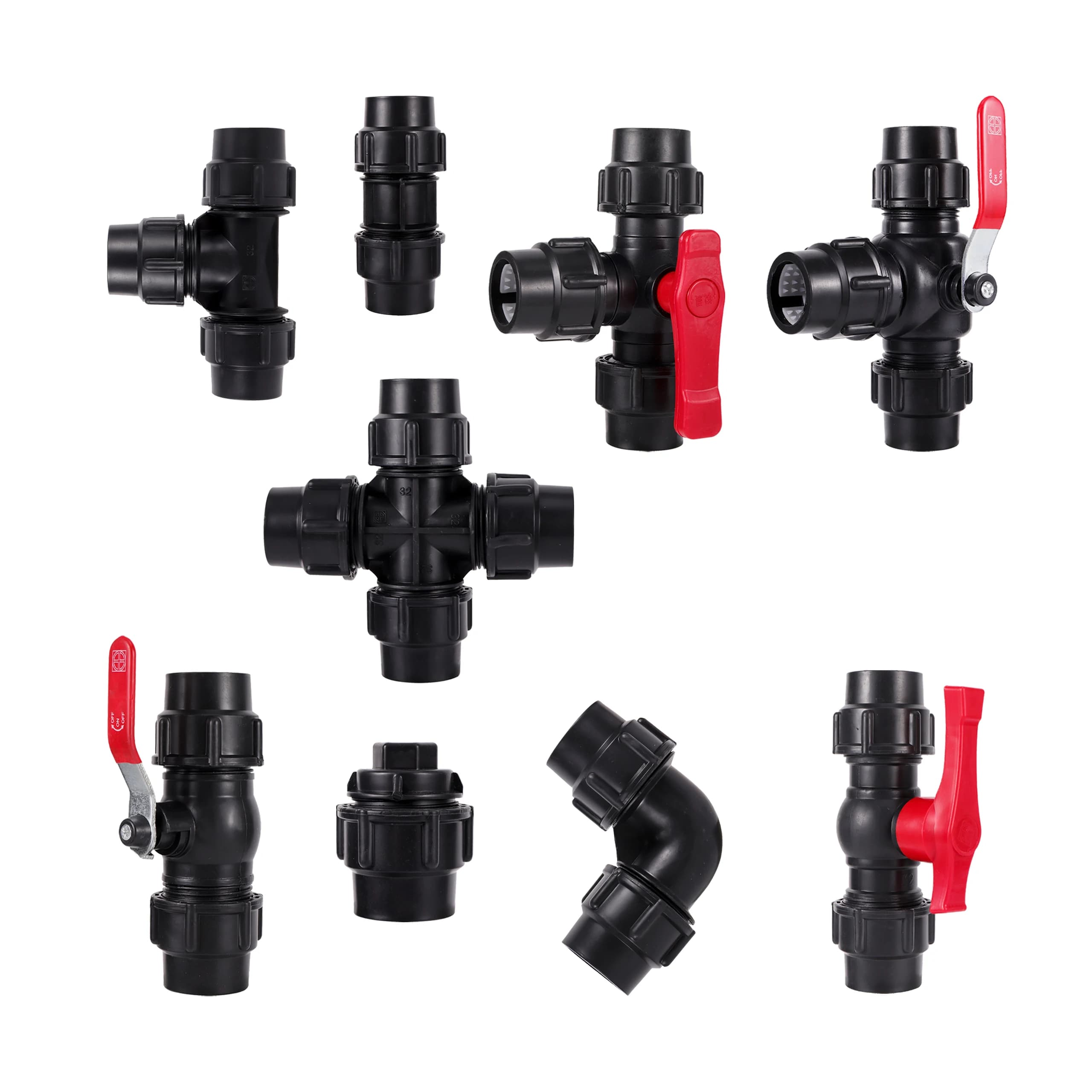 20/25/32/40/50Mm Valvola PE Tubo Connettore Rapido Gomito Riducendo Tubo Dell'acqua Giunto di Plastica Agricoltura Irrigazione PE PVC Raccordi