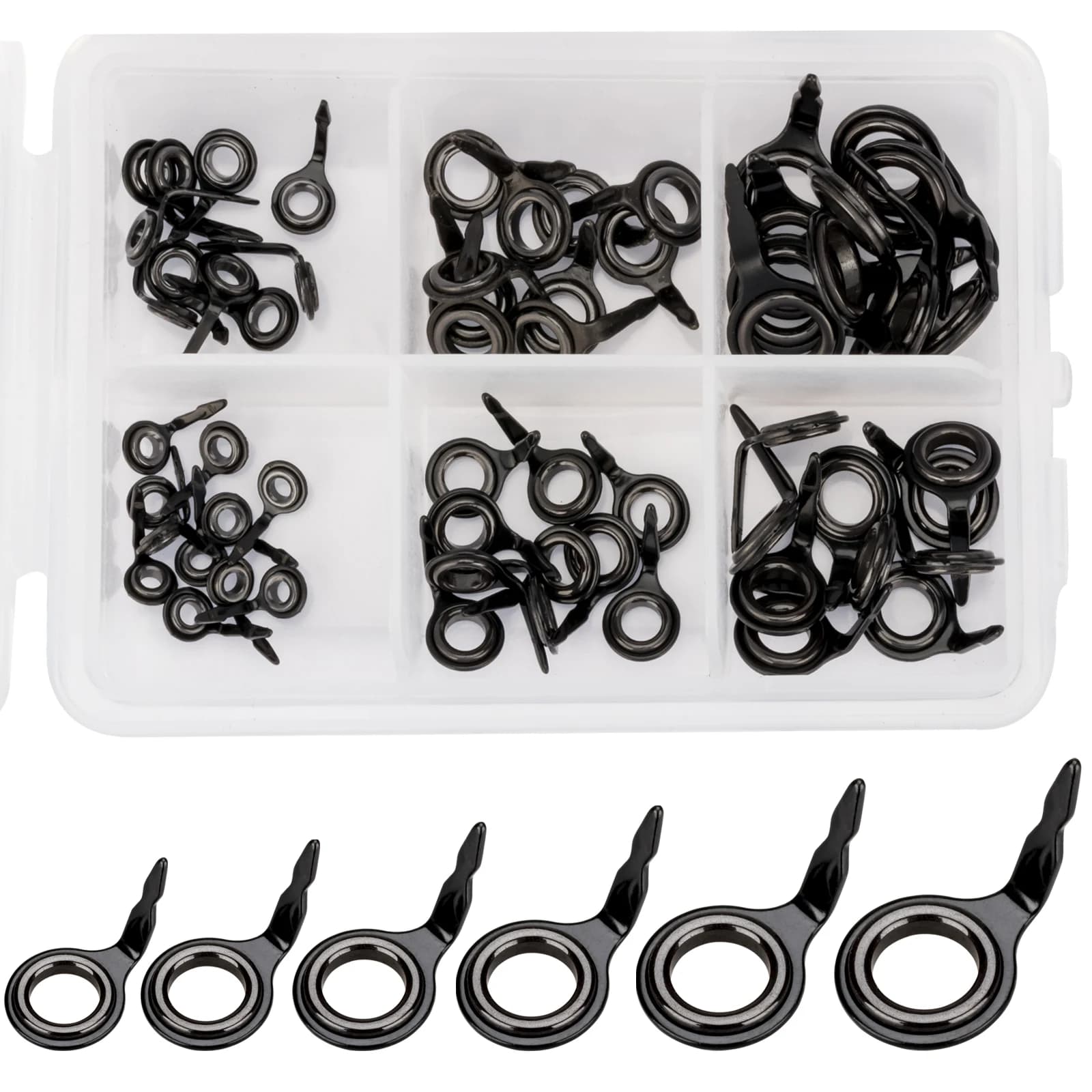 60 pcs/box Guide Fishing Cane Repair Kit Ceramic Casting Cane Fishing Rings Fishing rod Repairing Water Equipment Salad # 4-#10