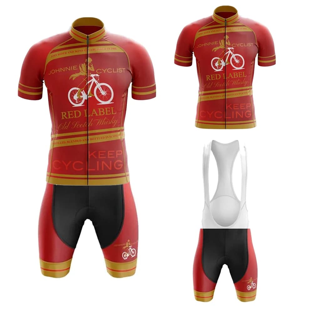Scelte multiple Maglia da ciclismo Set Manica corta Abbigliamento da bici Pantaloncini con bretelle Gel traspirante Pad Rosso Estate MTB