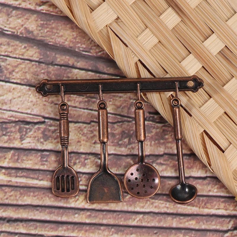 1/12 Accessori in miniatura per casa delle bambole Mini pala Cucchiaio da zuppa Portaoggetti Simulazione Mobili Utensili da cucina per la decorazione