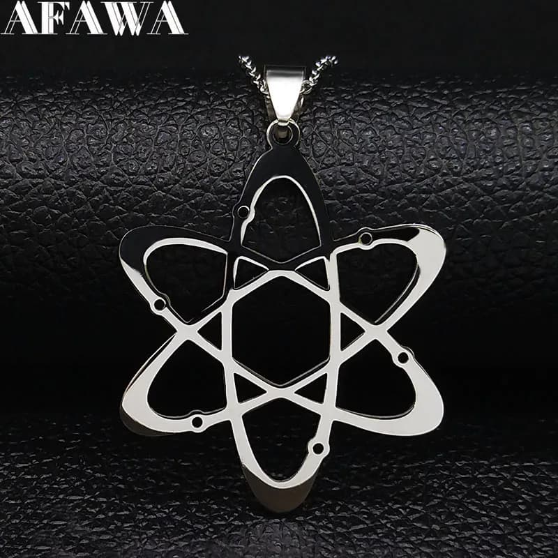 Carbon Atom Physics Chemistry Pendant Necklace for Women Men Stainless Steel Science Chemical Chain Jewelry Collares N612S02
