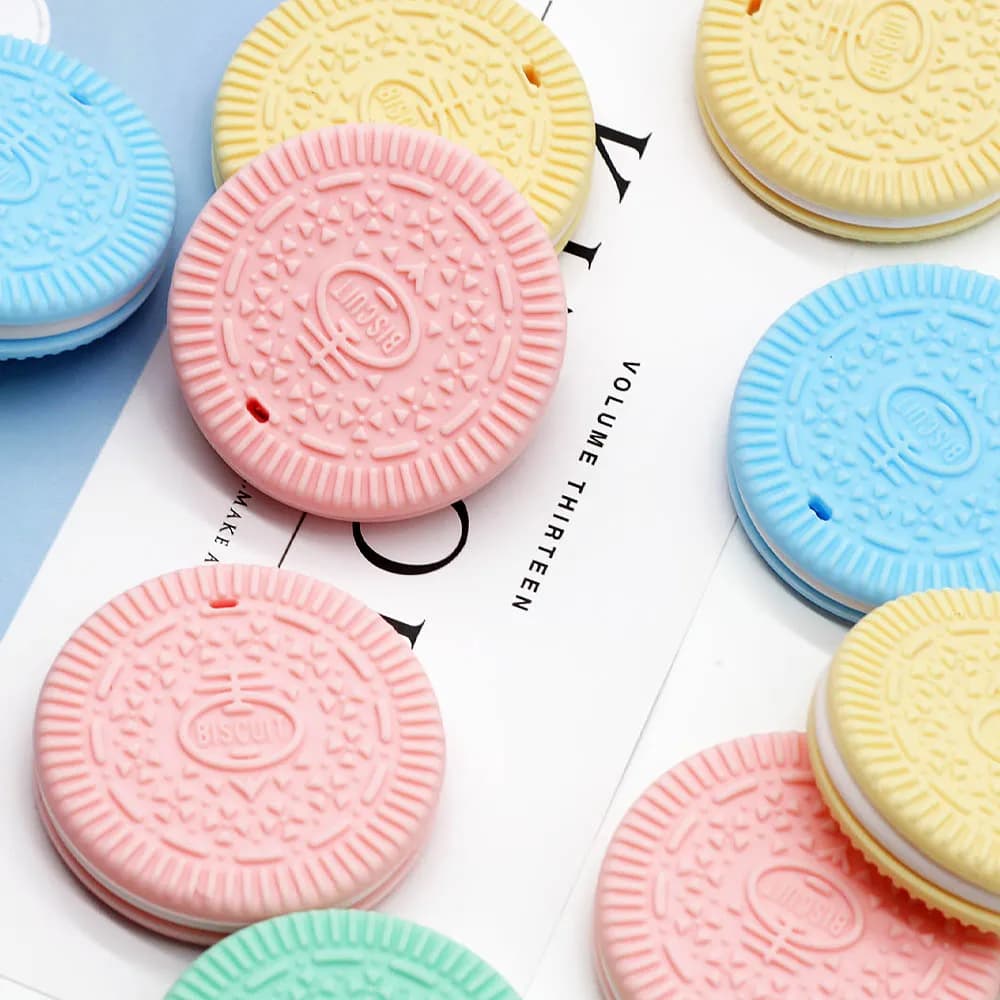 Cute-idea 1pc Baby massaggiagengive Cookie Silicone fai da te ciuccio clip catena per ciondolo bambino BPA perline da masticare gratuite morso giocattoli da dentizione