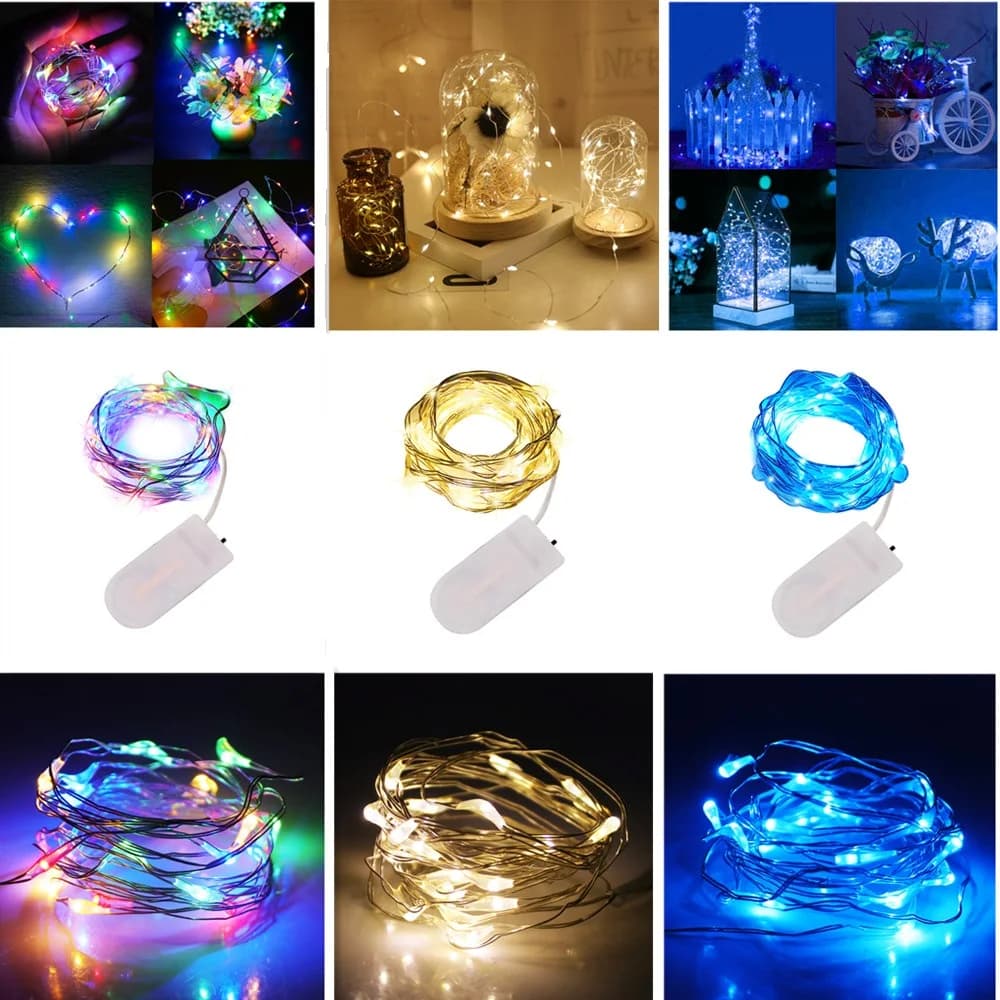 Impermeabile Fairy Light Mini CR2032 alimentato a batteria filo di rame lampade a stringa ghirlanda decorazione di illuminazione per feste di natale