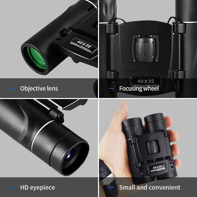 Mini telescopio pieghevole a lungo raggio 2000M 40x22 HD BAK4 FMC ottica per caccia sportiva campeggio all'aperto viaggi binocolo potenti