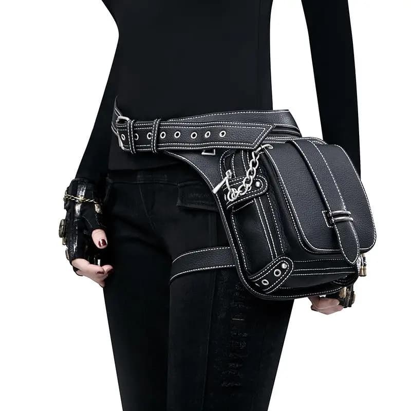 Steampunk Retro Waist Bag Men's Outdoor Single Shoulder Messenger Bag Women's Mobile Phone Sexy Rivets Waist Bag leg bag Packs