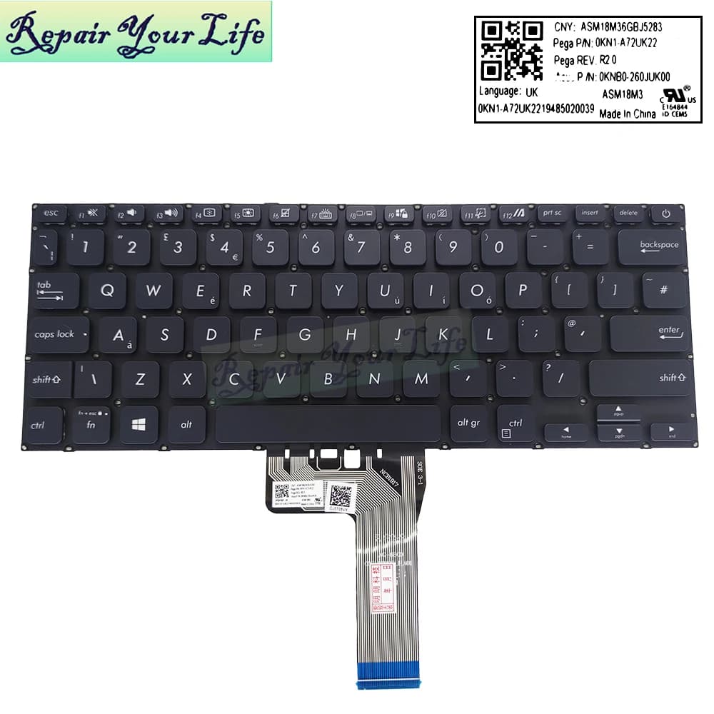 Tastiera per Notebook UK GB per ASUS VivoBook 14 A409 X415 X415J M409D M409B M409DA X409 X409JP X409JA X409U X409J 0KNB0-260JUK00