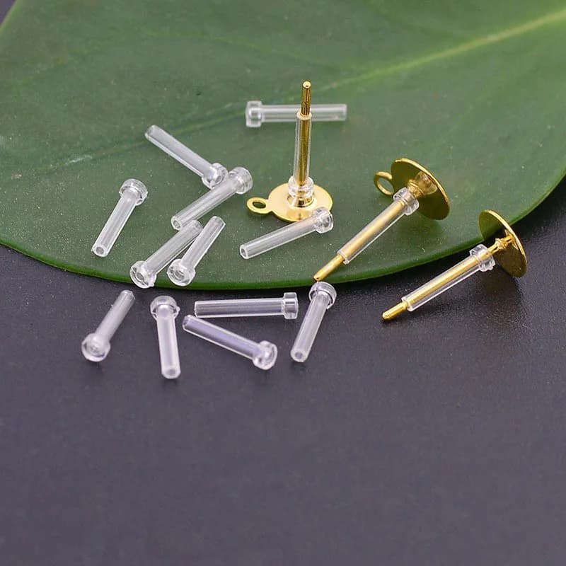 20 pz/lotto Prevenire L'allergia Cannula Dell'orecchio Della Resina Trasparente Manicotto Dell'orecchino Per La Produzione di Gioielli Accessori Per Orecchini FAI DA TE