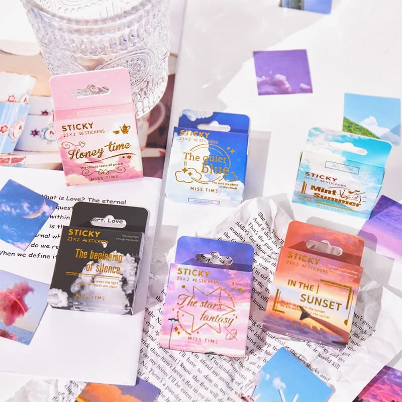 46 pcs/box Mint summer series Decorative Stationery mini Stickers set Scrapbooking DIY Diary Album Journal sky Stick Lable