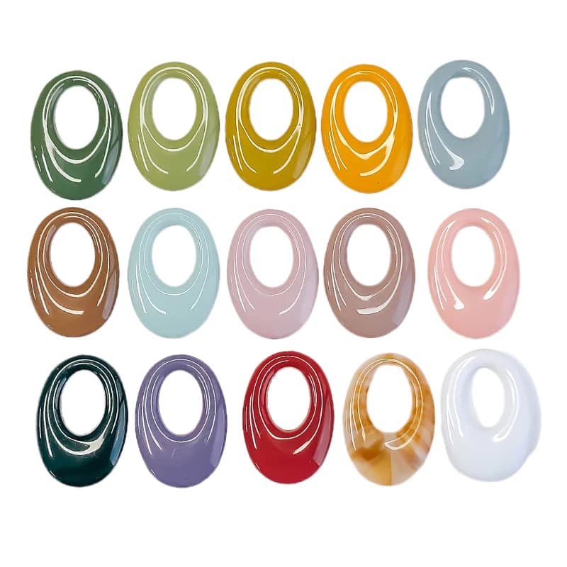 Accessori per ciondoli a forma ovale in acrilico Goccia per orecchie Colori misti Collana con ciondoli Creazione di gioielli all'ingrosso Ricerca di materiali fai da te 10 pezzi