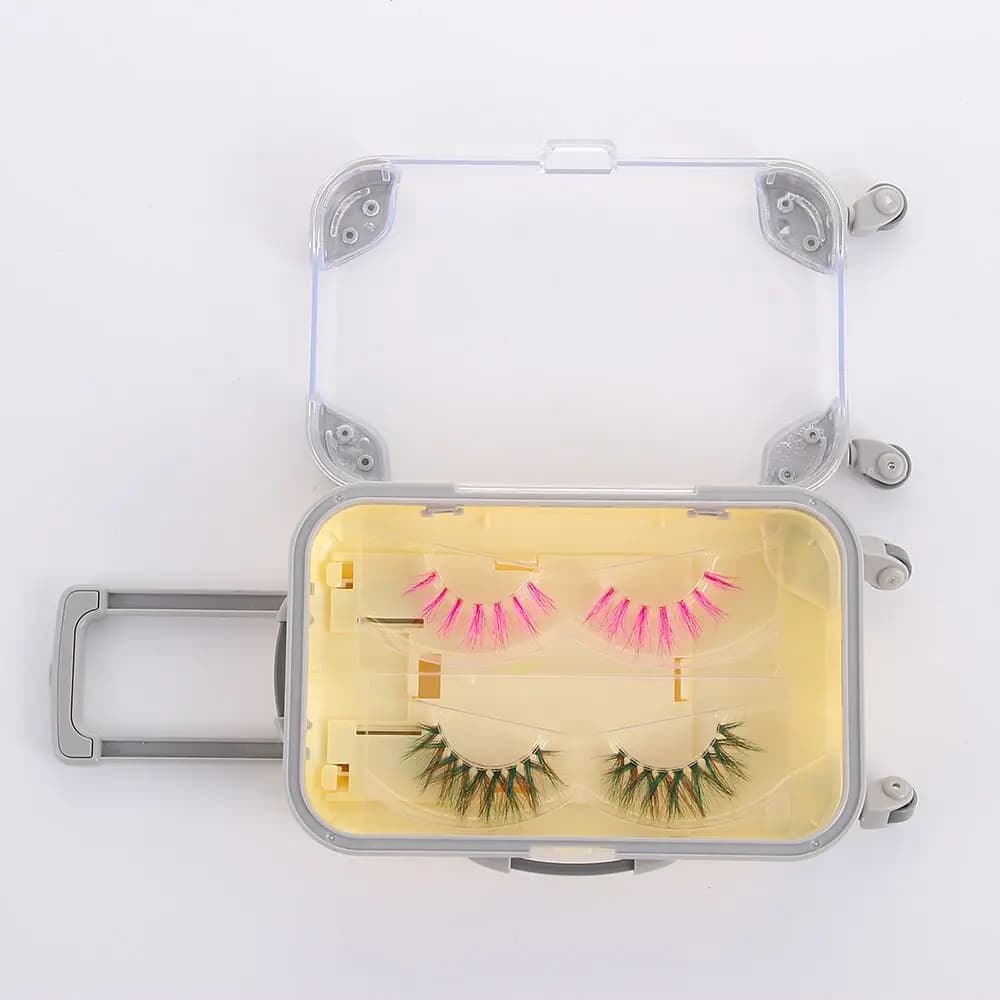 Nuovo design alla moda, ciglia finte di visone di lusso, scatola in plastica multicolore, confezione per ciglia finte, valigetta per ciglia finte.