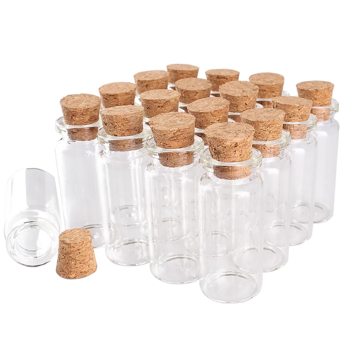 100 pz 10ml formato 22*50*12.5mm Mini vetro profumo bottiglie di spezie piccoli vasetti fiale con tappo di sughero ciondolo artigianato regalo di nozze