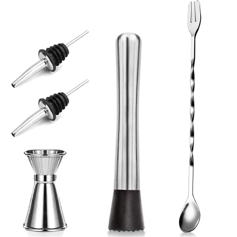 Professional Bar Tools,Stainless Steel Stir Bar Tool, Cocktail Stir Bar Mixing Spoon, Cocktail Picks, Mojito Stir Bar Tool Kit