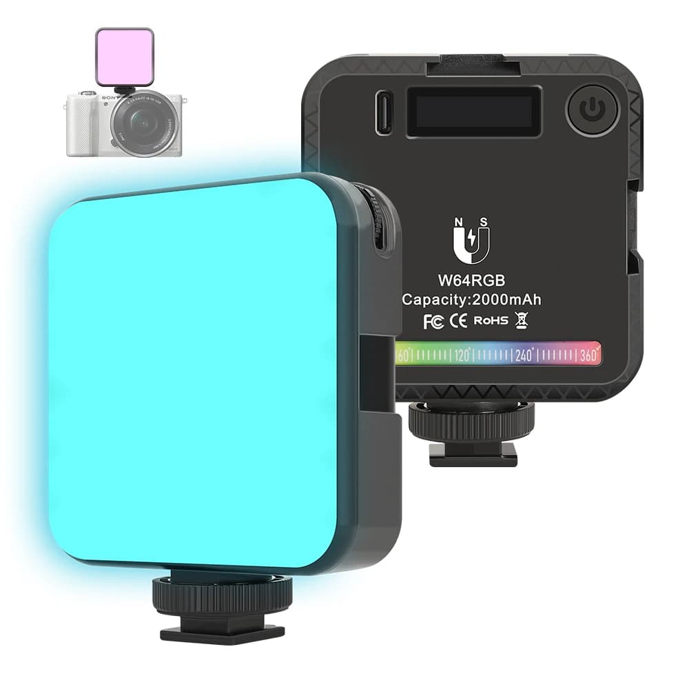 SH RGB LED Lampada per fotografia con luce video CRI95 Fotocamera dimmerabile 20 effetti di illuminazione con adattatore per slitta fredda per studio fotografico