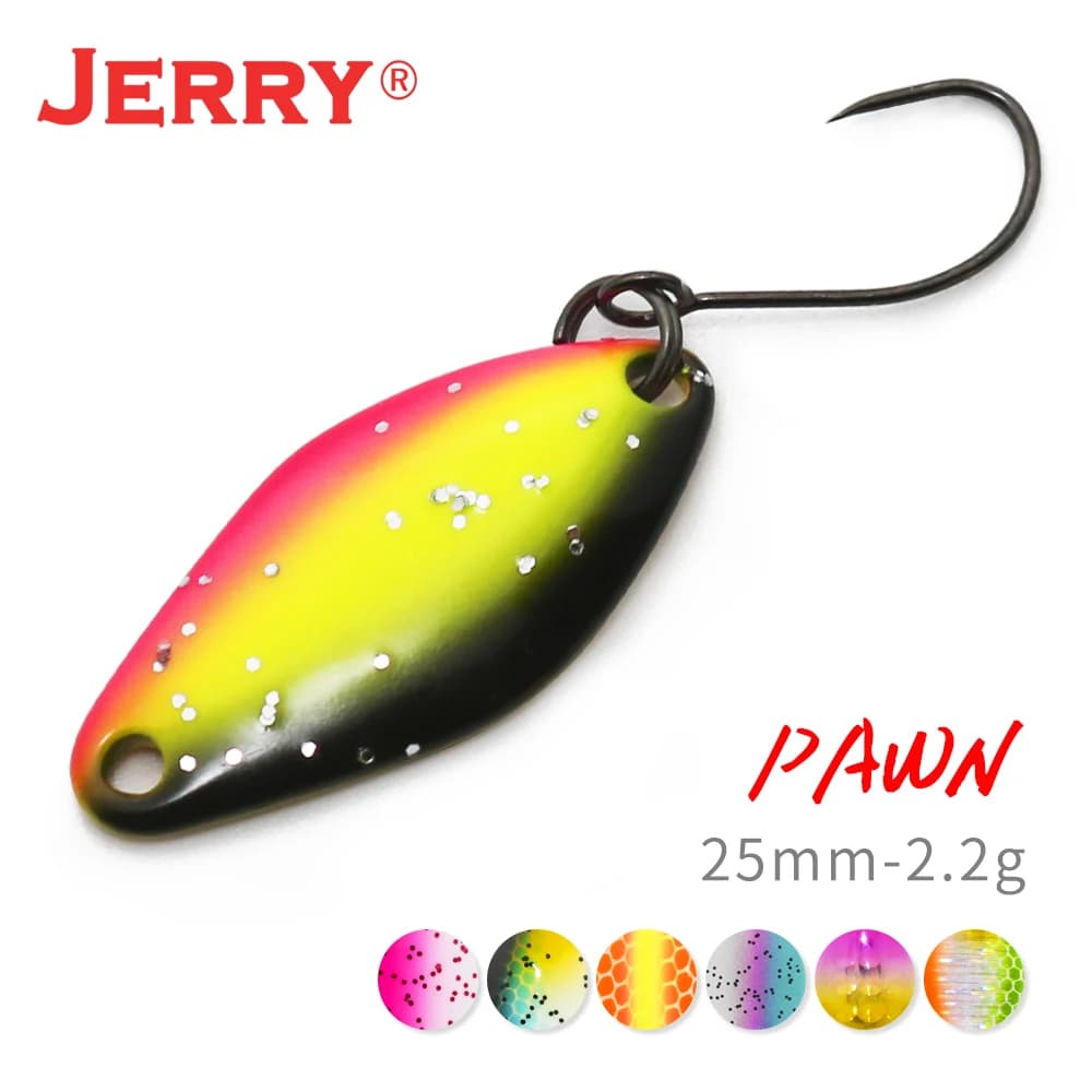 Jerry Pawn Trout Area Spinning Fishing Lure UL Artificial Metal Spoon 2.2g UV Glitter Coating Hard Fishing Equipment on Lake