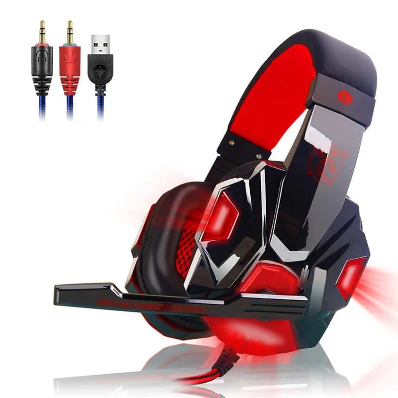 2.2M Wired Play Headphones for PC Headphones Stereo Headphones with LED Microphone Light for Computer Headphones PS4 3.5mm