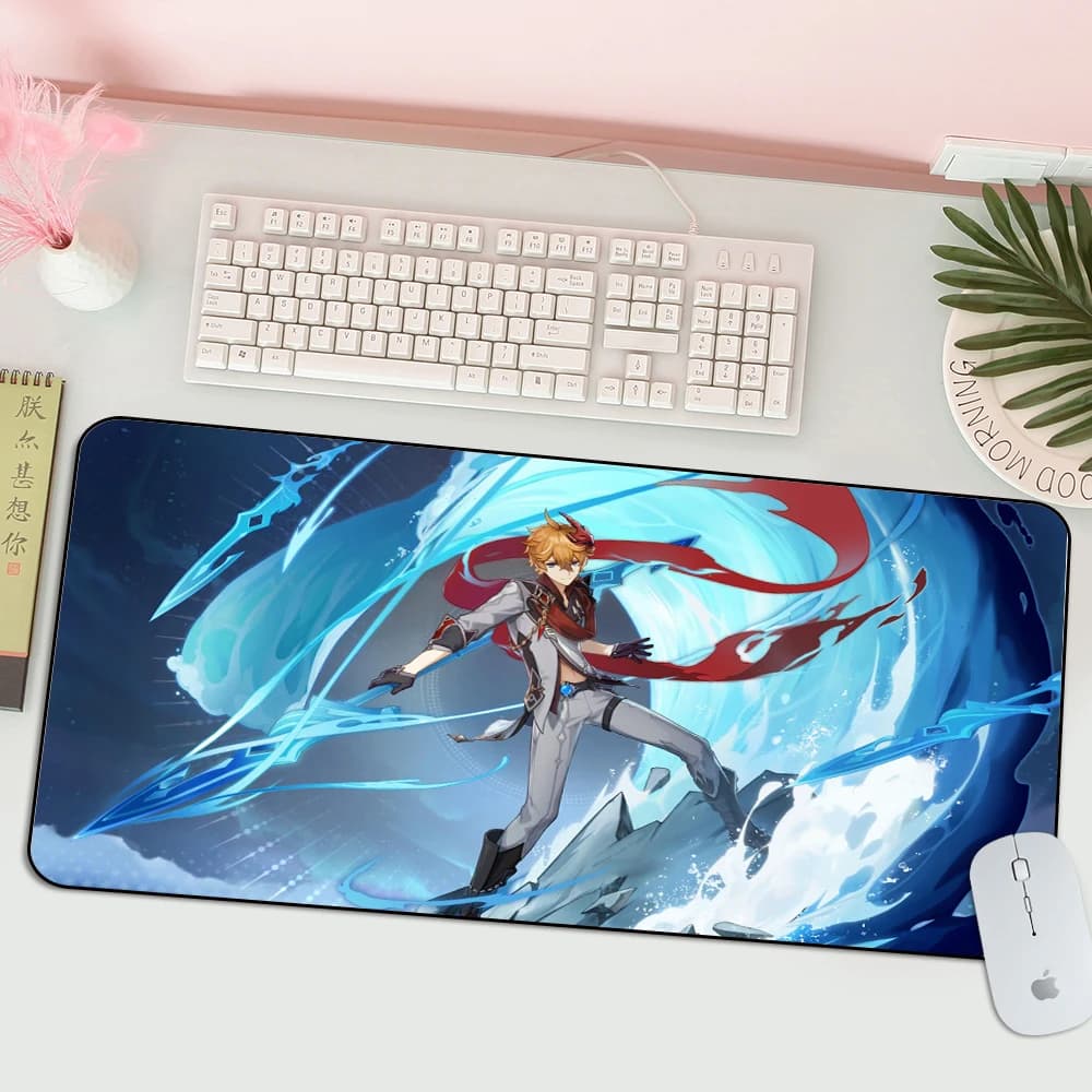 Genshin Impact Anime Computer Mouse Pad Gamer tappetini per Mouse grande Gaming Mousepad scrivania Tartaglia tastiera Mouse tappeto per CSGO