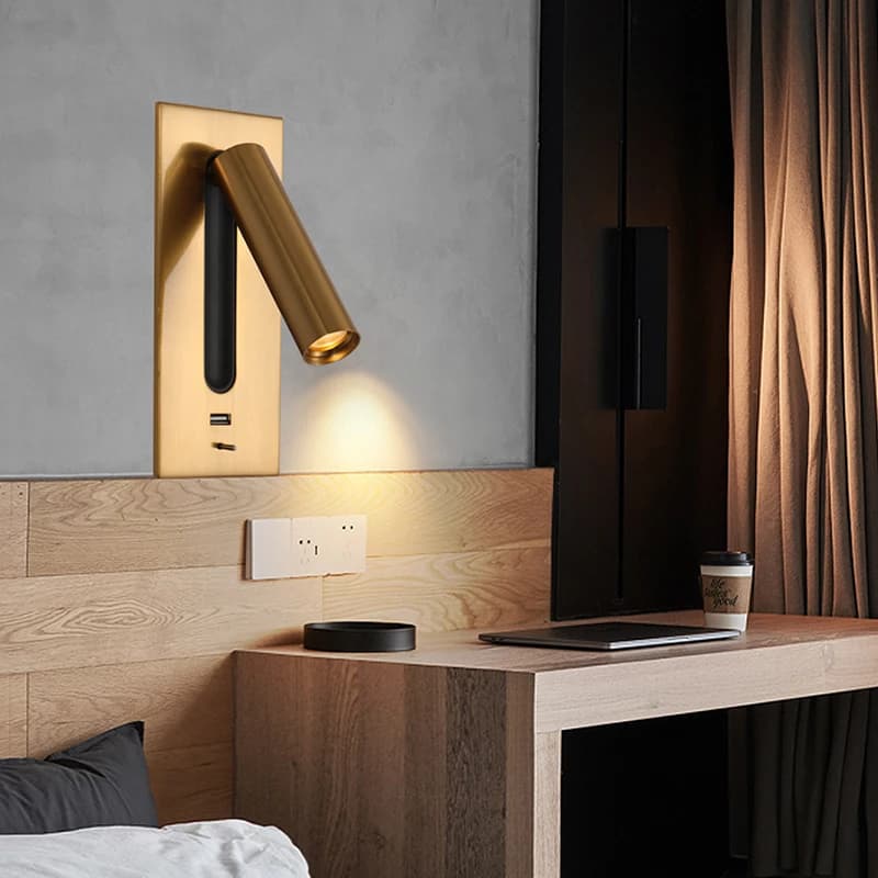 Lampade da parete da comodino per camera da letto con arredamento moderno Lampada da scrivania semplice Lampada da lettura a LED multifunzione con ricarica USB incorporata con interruttore