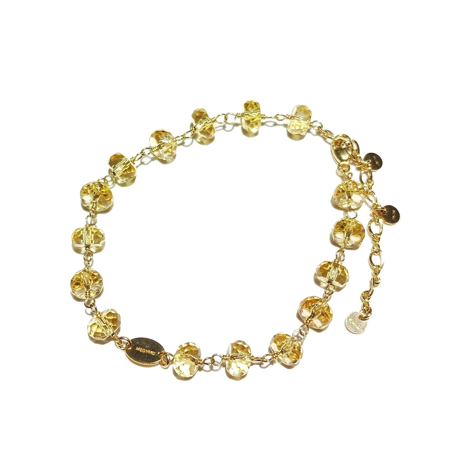 Lii Ji bracciale a catena riempito in oro 14 carati citrino scintillante naturale 17 + 4cm gioielli fatti a mano moda gioielleria raffinata