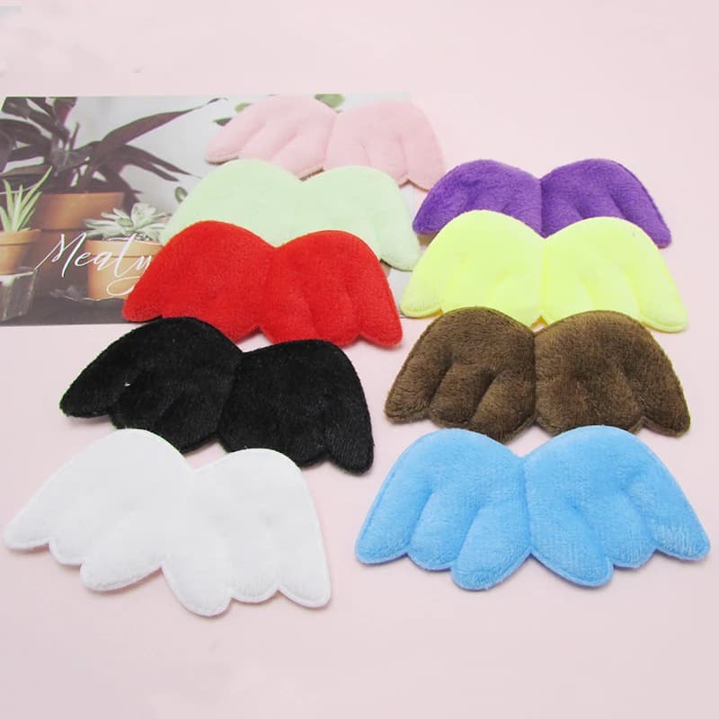 8.5*4 cm 36 pz/lotto feltro peloso ali d'angelo appliques per articoli per animali e accessori per capelli per bambini fai da te e accessori per cappelli calzino