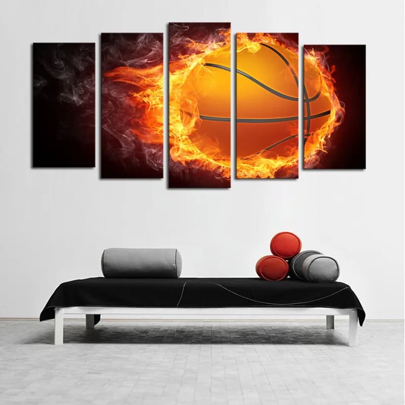 No theme basketball framed pentathic 5 pieces image on canvas artistic print on canvas mural painting decoration for living room