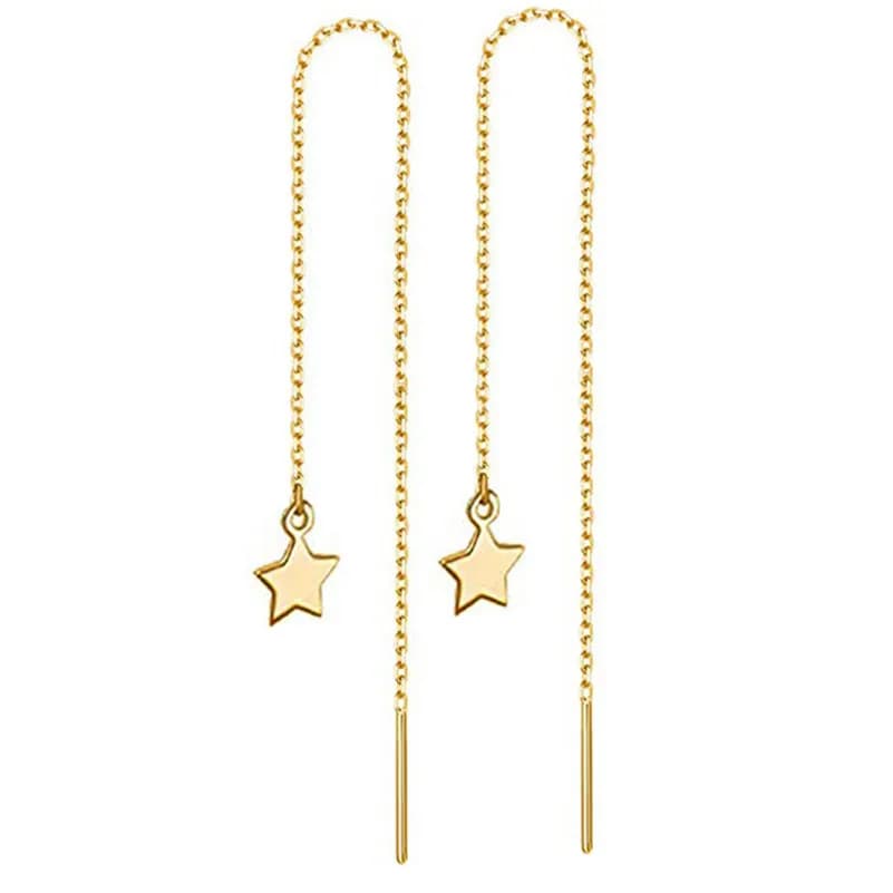 MinaMaMa Orecchino a goccia con farfalla a forma di stella con nappa a catena lunga e sottile in acciaio inossidabile per orecchini da donna Gioielli di moda