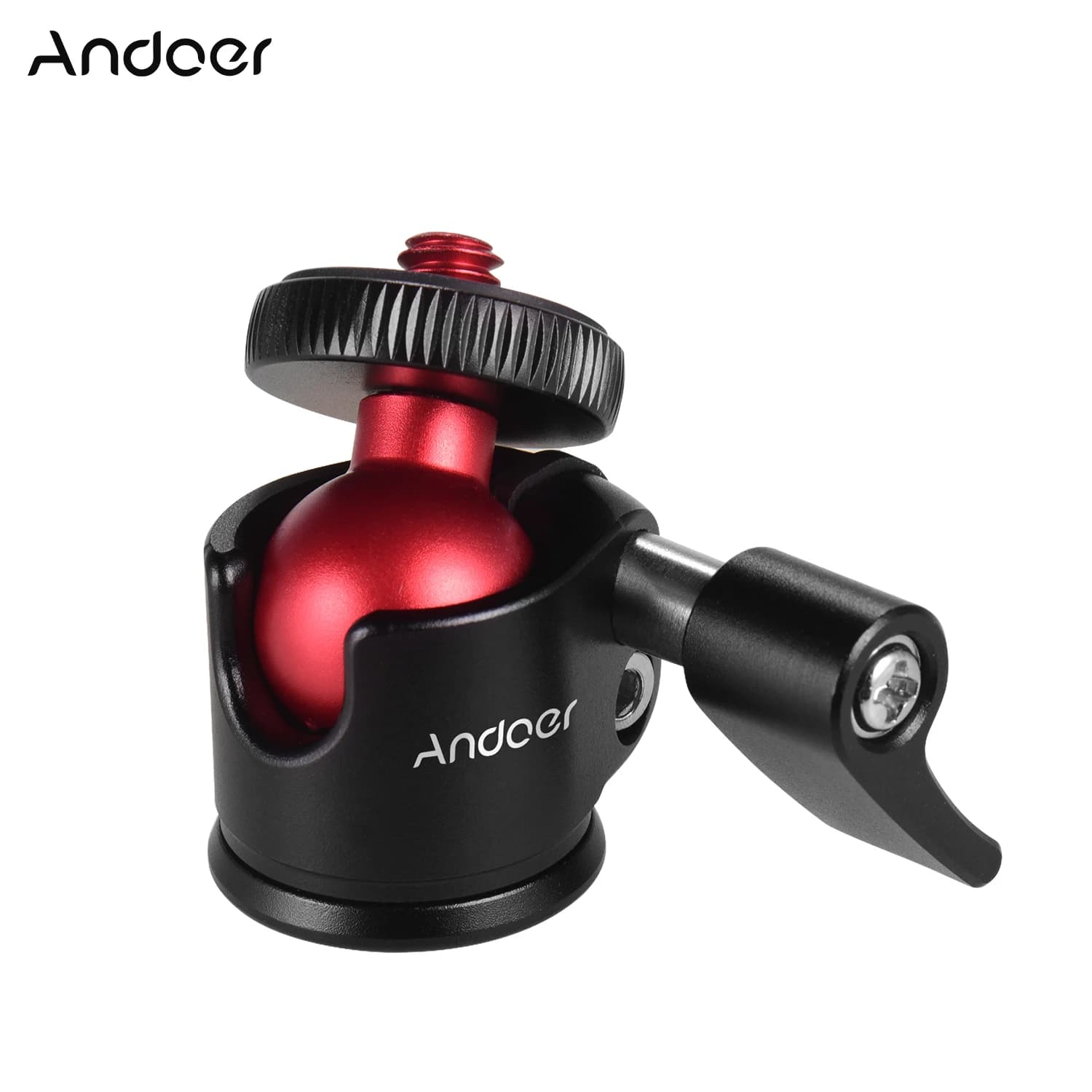 Testa a sfera per treppiede Andoer con vite da 1/4 pollici girevole a 360 gradi in lega di alluminio fotografia Mini treppiede a testa a sfera per fotocamera DSLR