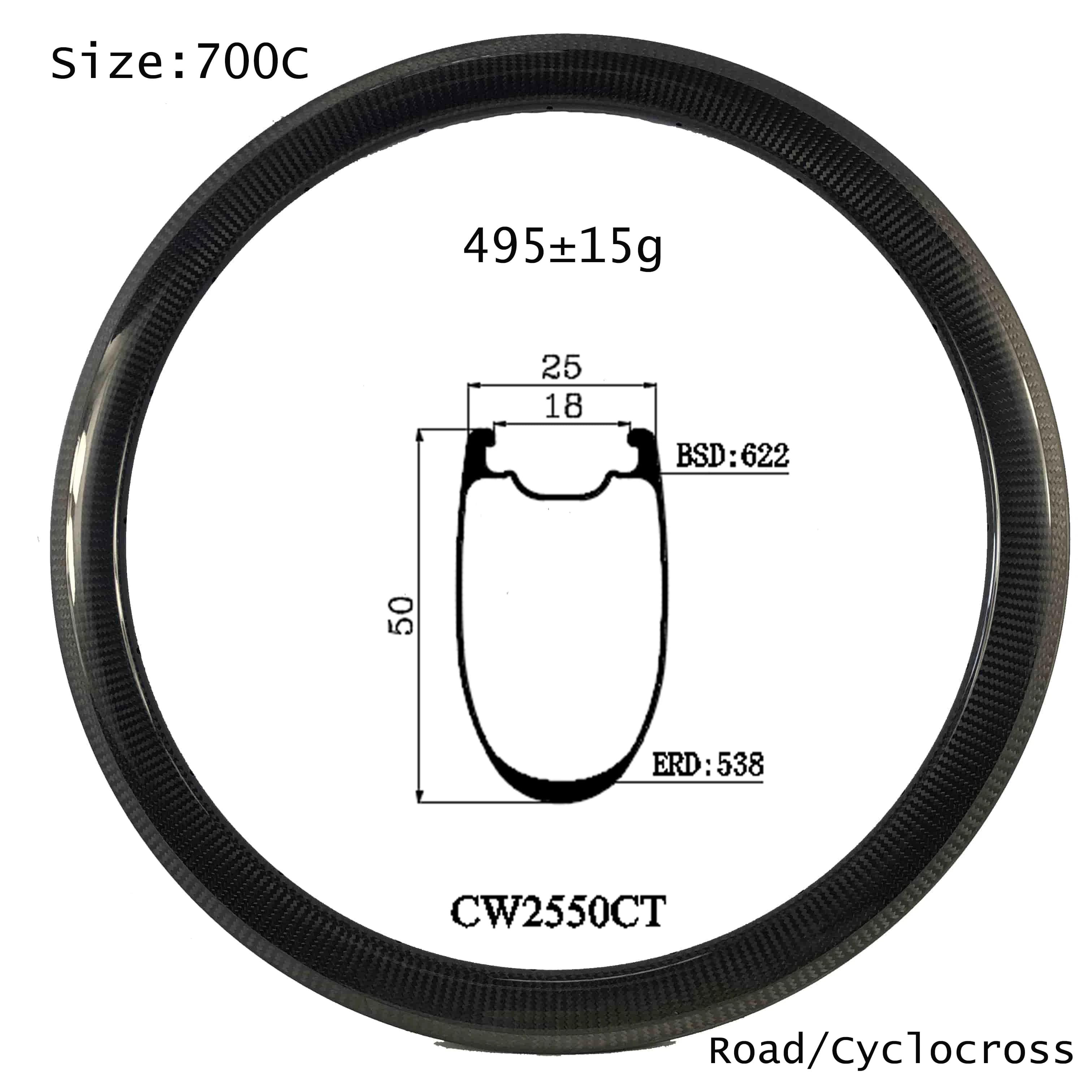 OEM 700C Forma a U 25Mm 50Mm Copertoncino Pneumatico Cerchione per bici in carbonio Parte ciclistica Produzione di vendita economica online dalla fabbrica cinese