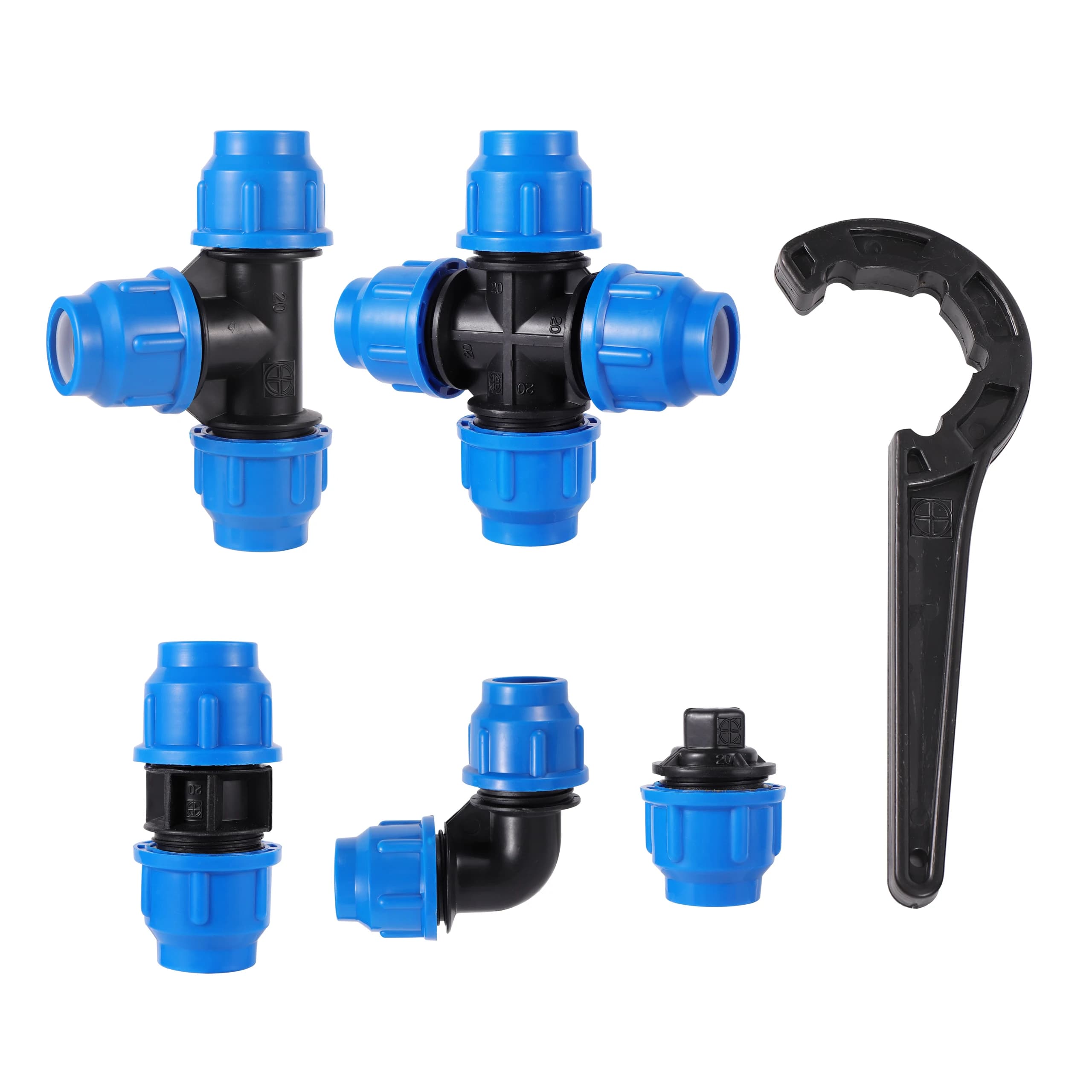 20/25/32/40/50mm pipe PE quick connector Tee Cross straight elbow DN25 DN32 DN40 DN50 direct quick coupling tube 1 pc