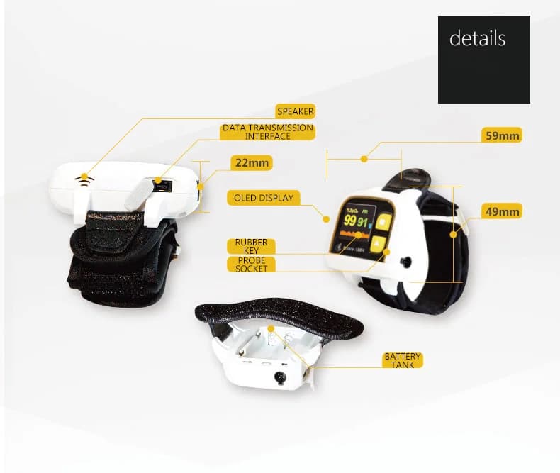 Wrist Pulse Oxygen Saturation Detector Blood Oximeter Heart Rate Respiratory Sleep Monitor Finger Pulse Oxygen